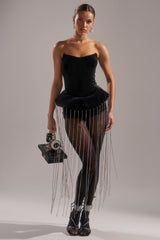 PARTY 4 U VELVET FRINGE ROMPER