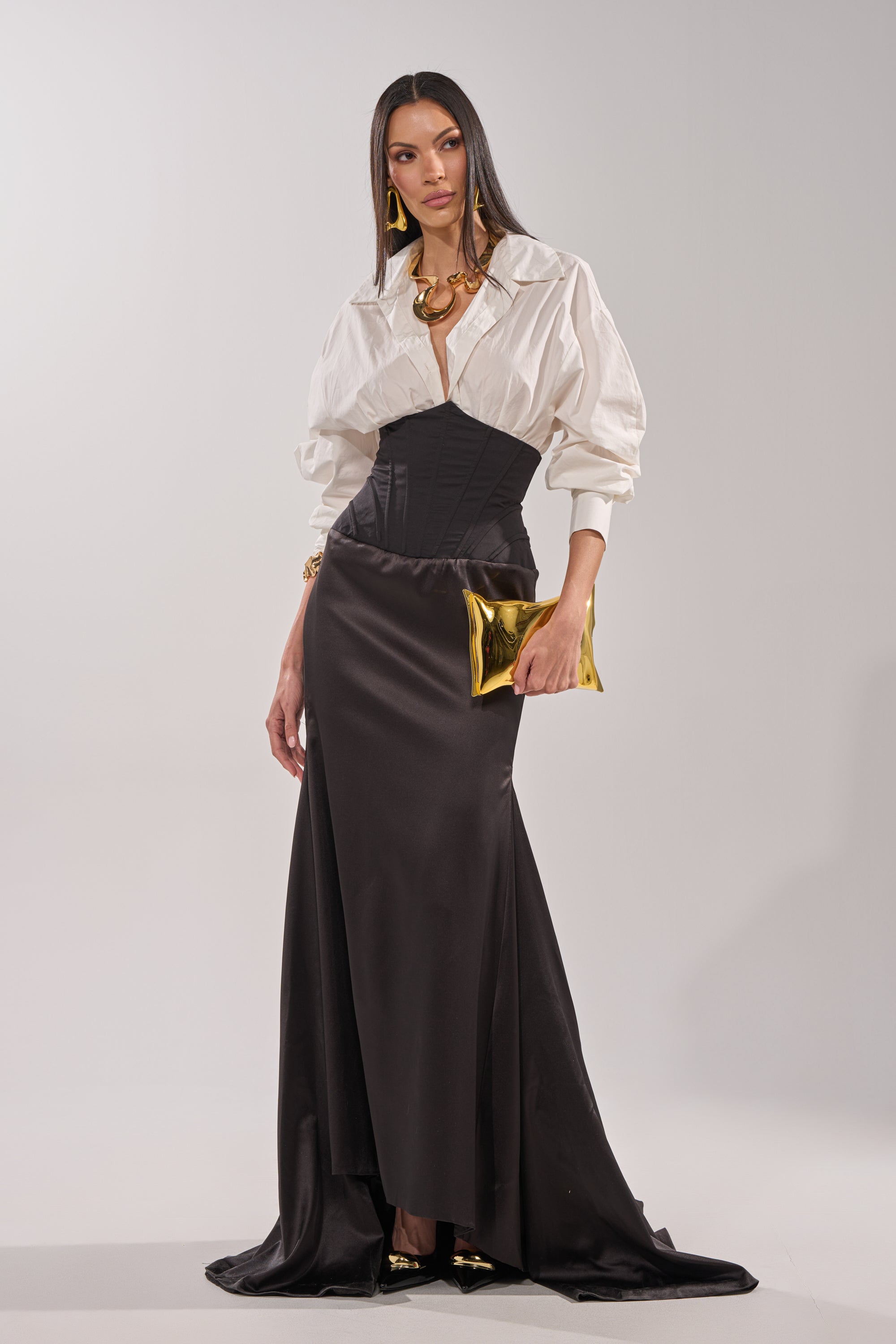 STAR OF THE NIGHT HIGH WAISTED CORSET MAXI SKIRT