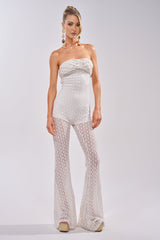 CONCERT BRAT BRAIDED LACE JUMPSUIT IN WHITE