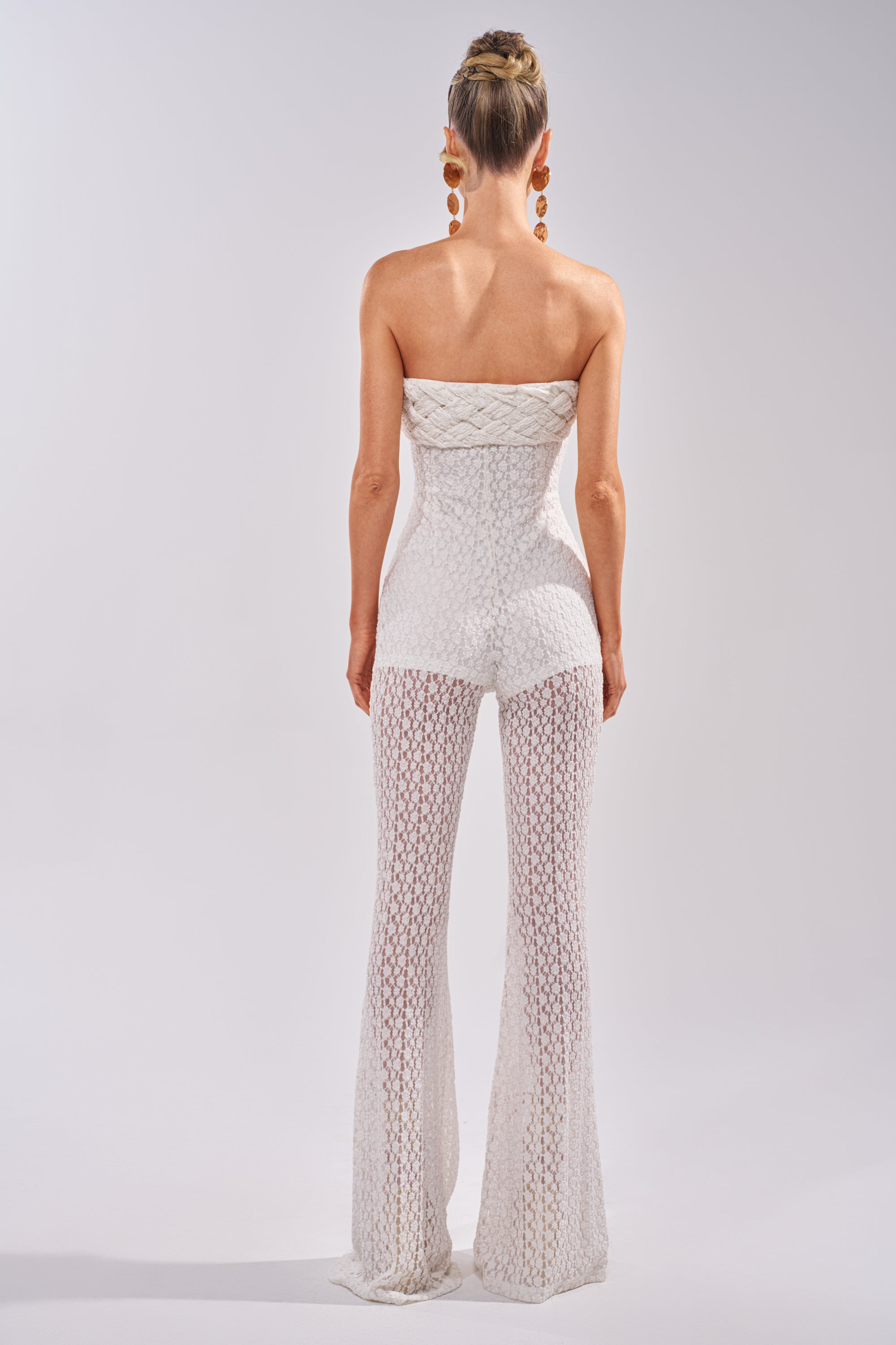CONCERT BRAT BRAIDED LACE JUMPSUIT IN WHITE
