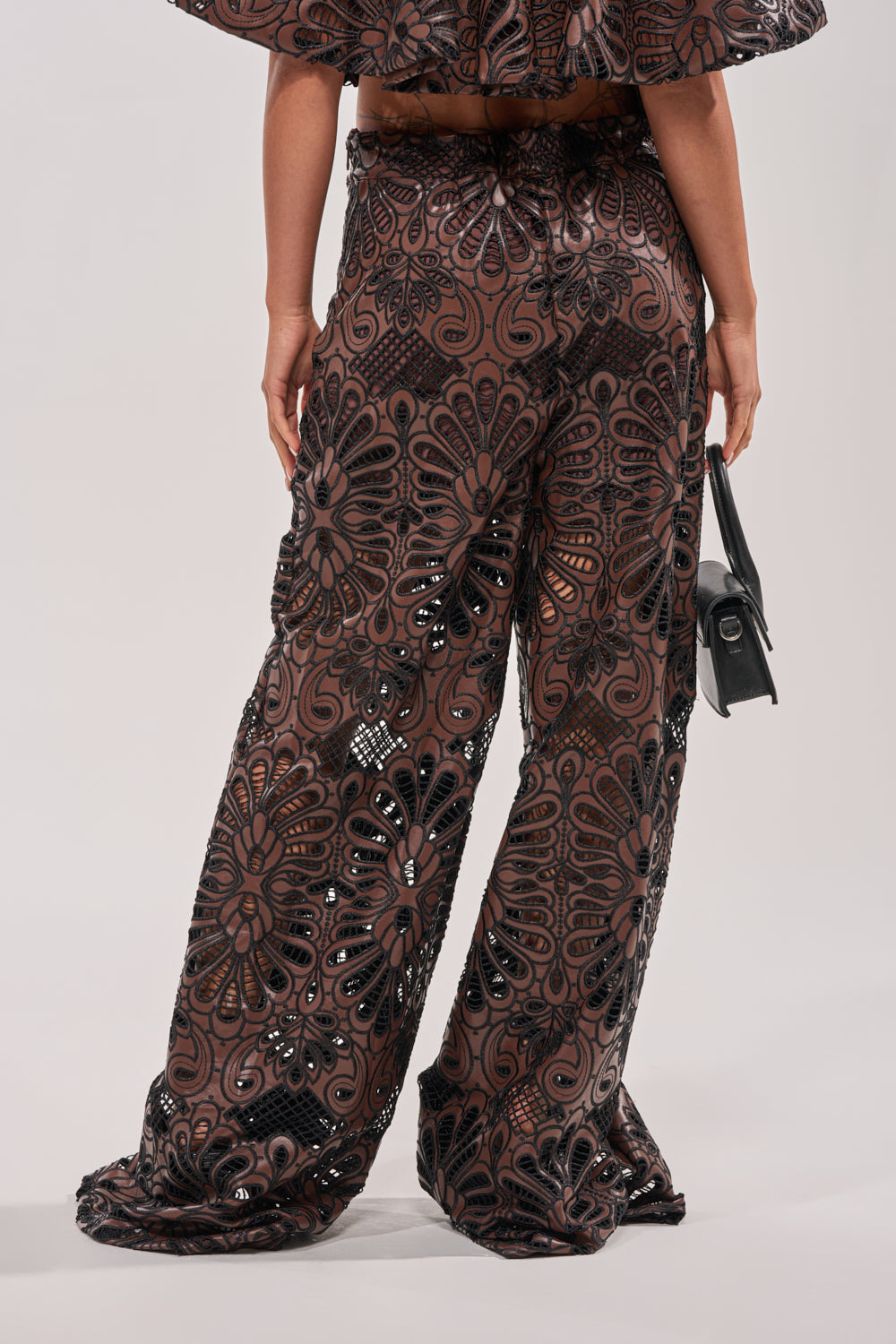 LENA LACE AND PU RELAXED PANT