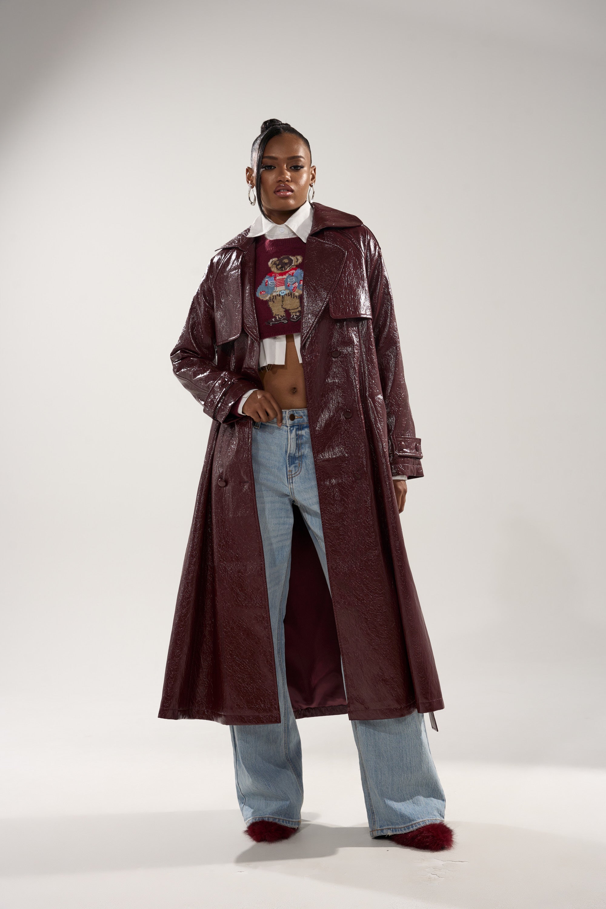 WOKE UP IN PARIS FAUX LEATHER TRENCH