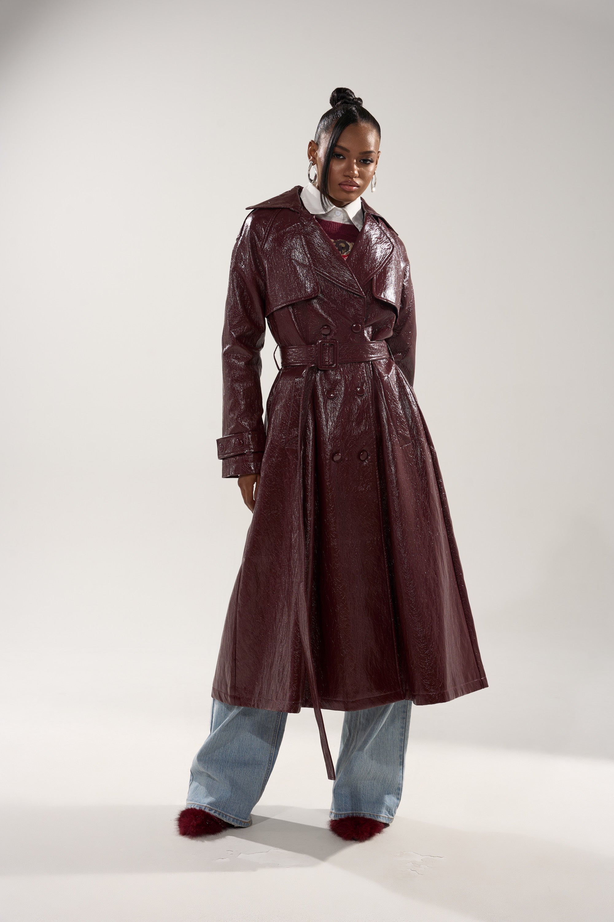 WOKE UP IN PARIS FAUX LEATHER TRENCH