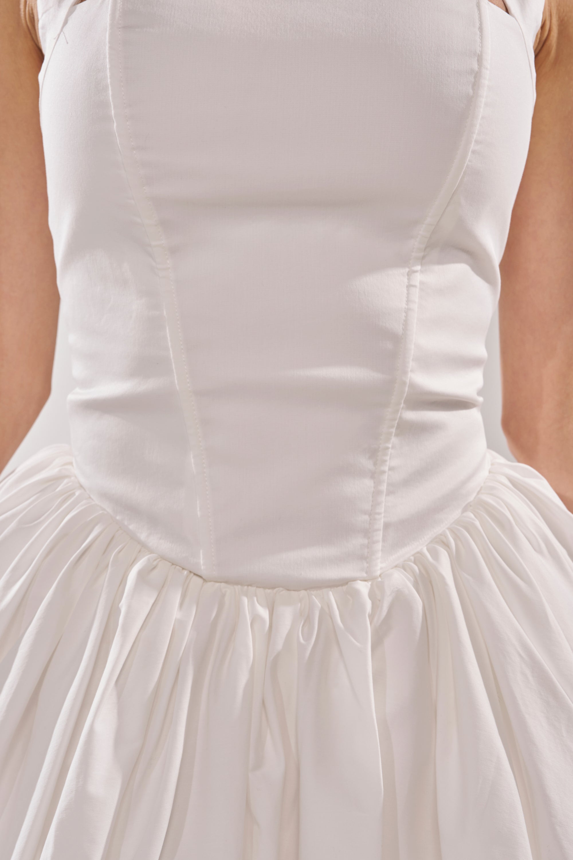 BALLERINA POPLIN MINI DRESS IN WHITE