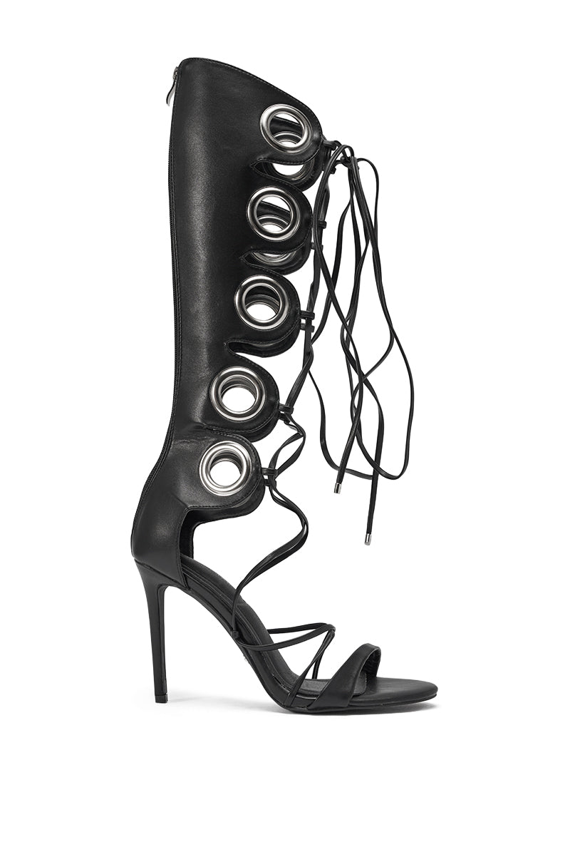 AZALEA WANG AGATHON BLACK GLADIATOR STILETTO SANDAL