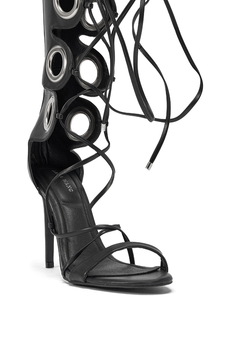 AZALEA WANG AGATHON BLACK GLADIATOR STILETTO SANDAL