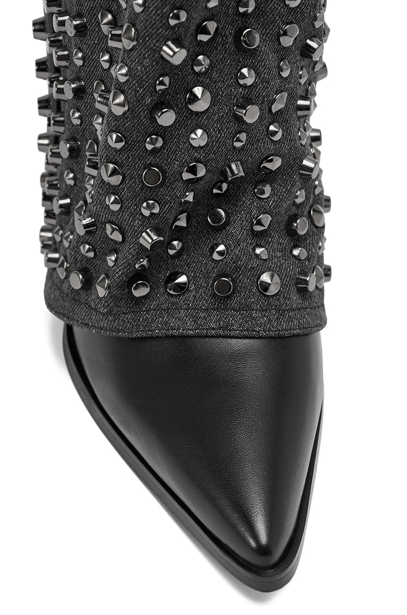 AZALEA WANG AGUSTUE BLACK STUDDED WESTERN BOOT
