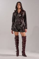 OH HOT DAMN FAUX LEATHER SHORT
