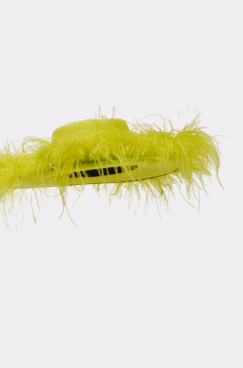 FEEL IT FEATHER BRIM HAT IN GREEN