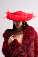 LETS FLIRT FEATHER BRIM HAT