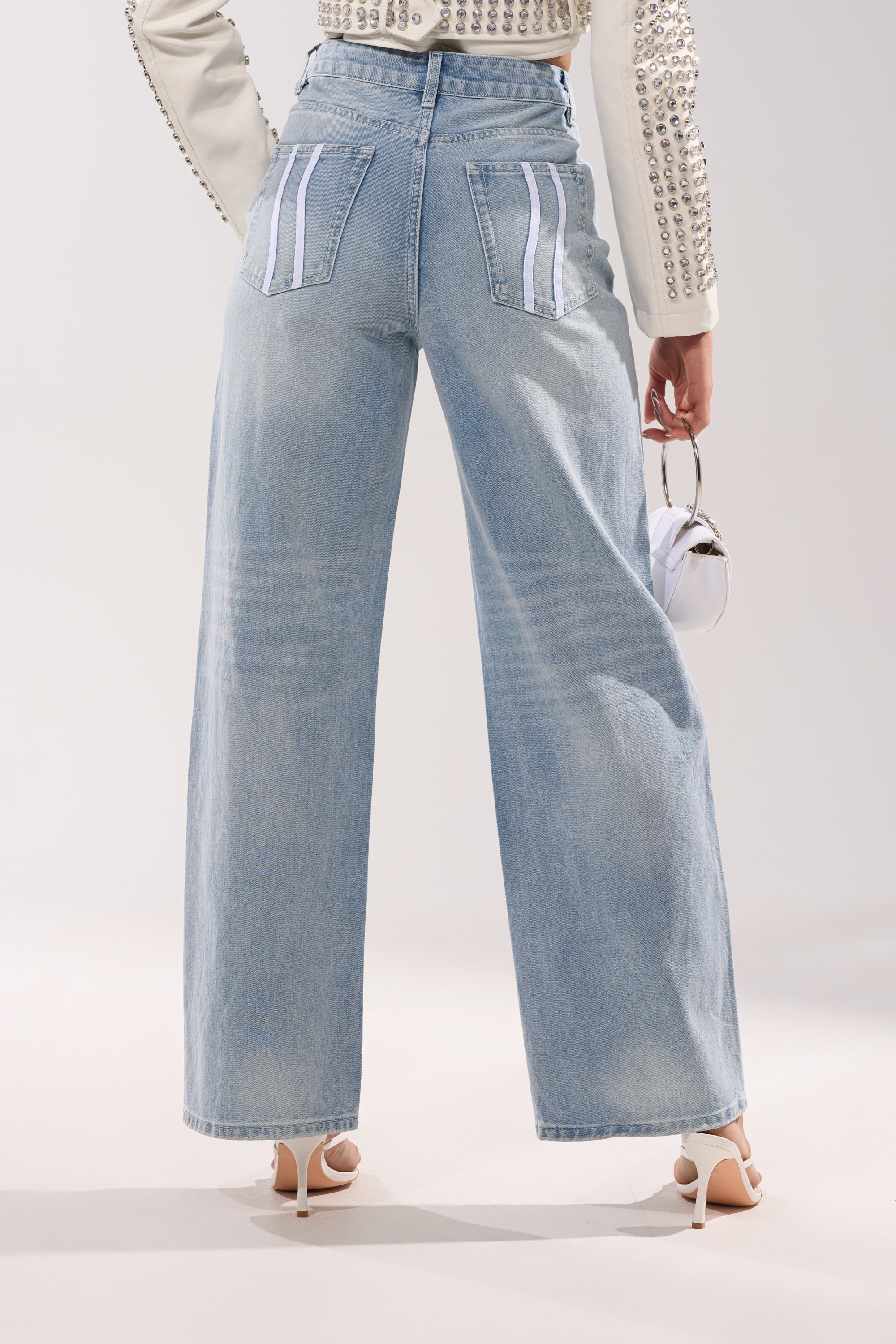 SHE IS A RUNNER DENIM TRACK PANT