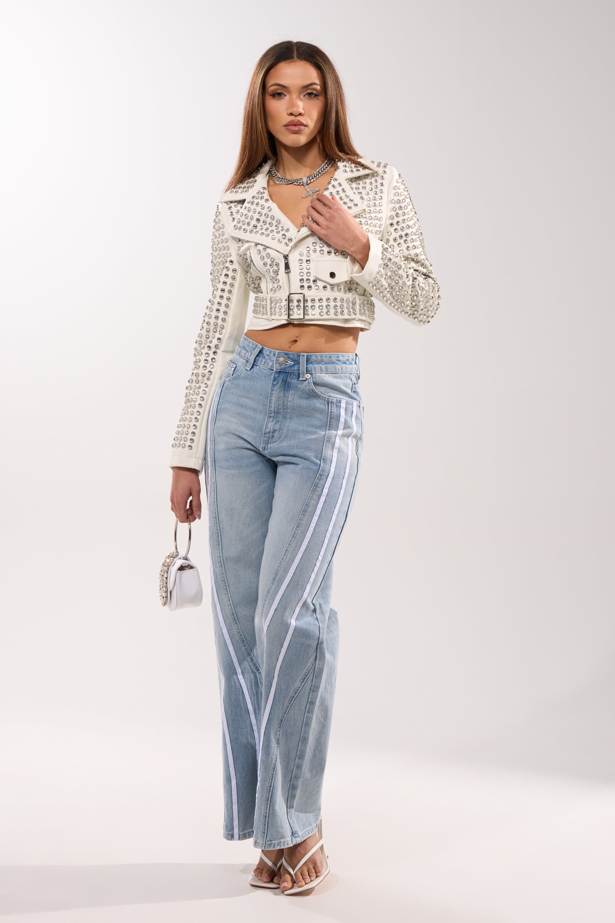 SHE IS A RUNNER DENIM TRACK PANT