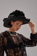 DARK ROSE FLORAL COWBOY HAT