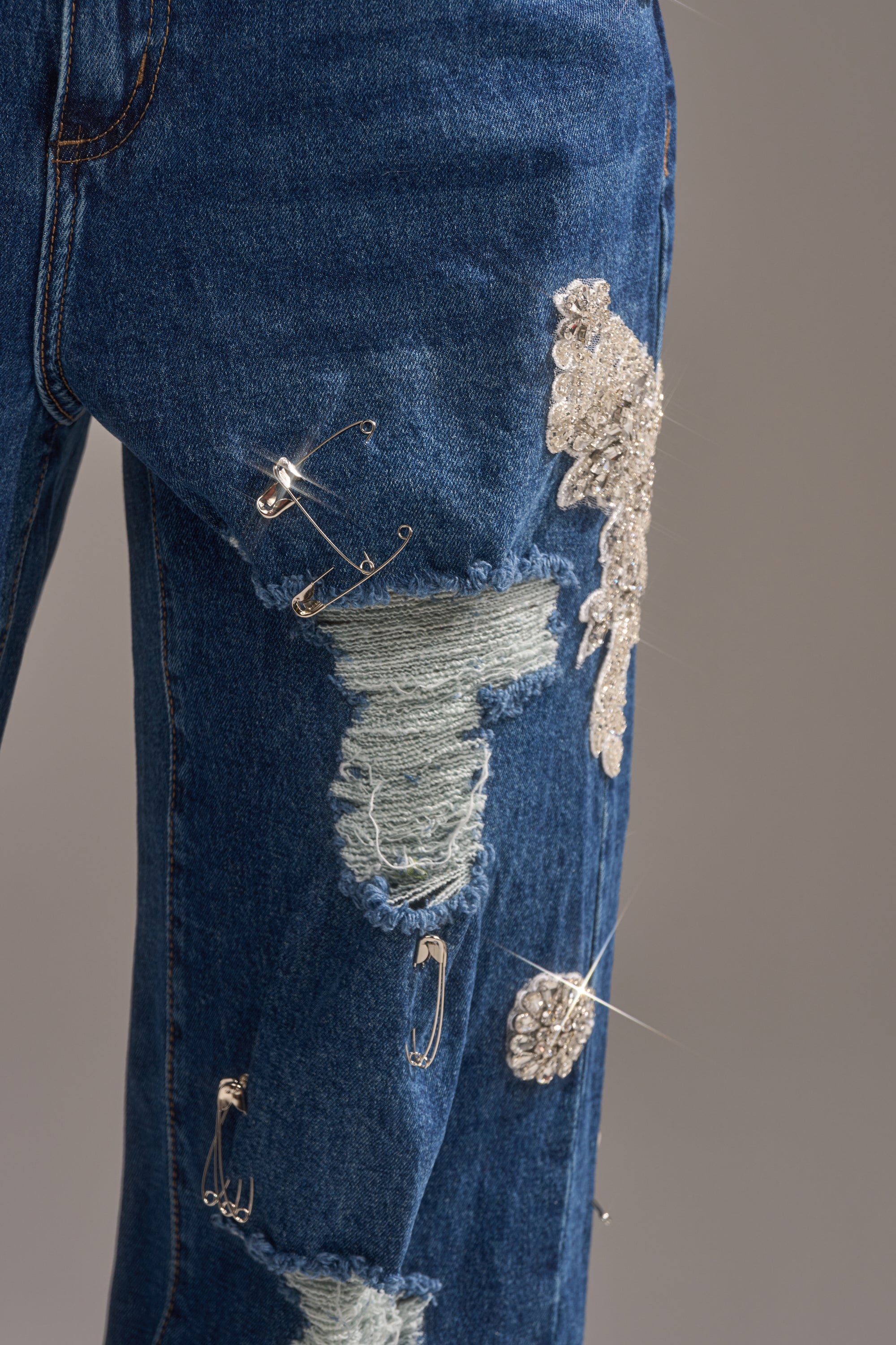LETS GO BABY DISTRESSED DENIM