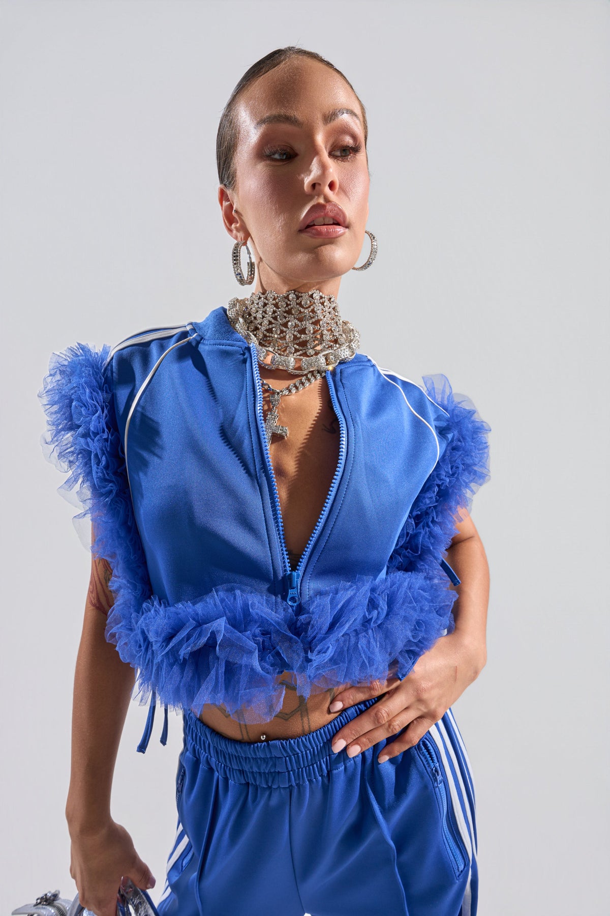 MODERN JAM SWEATSHIRT WITH TULLE IN ROYAL BLUE