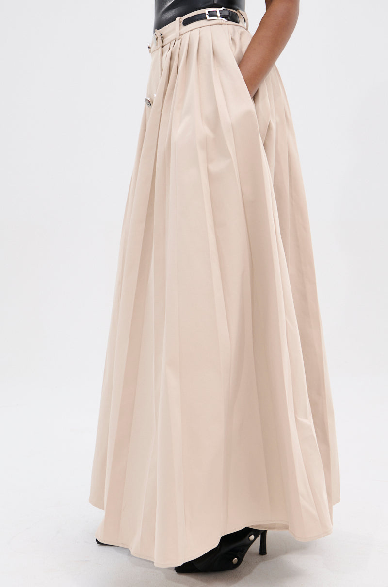 LIGHT WEIGHT TRENCH MAXI SKIRT WITH SIDE ADJUSTER