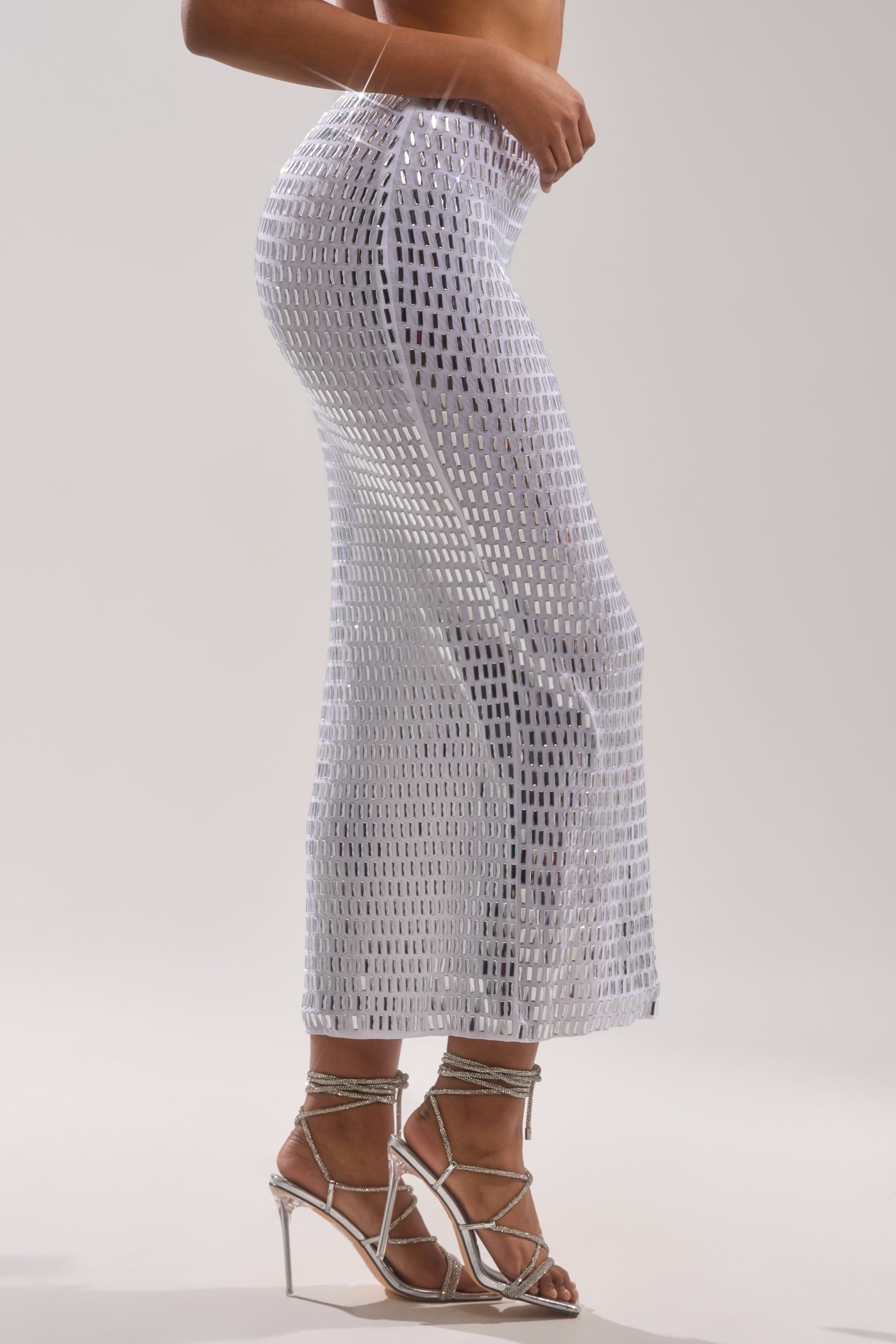 TALK ABOUT ME RHINESTONE MAXI SKIRT