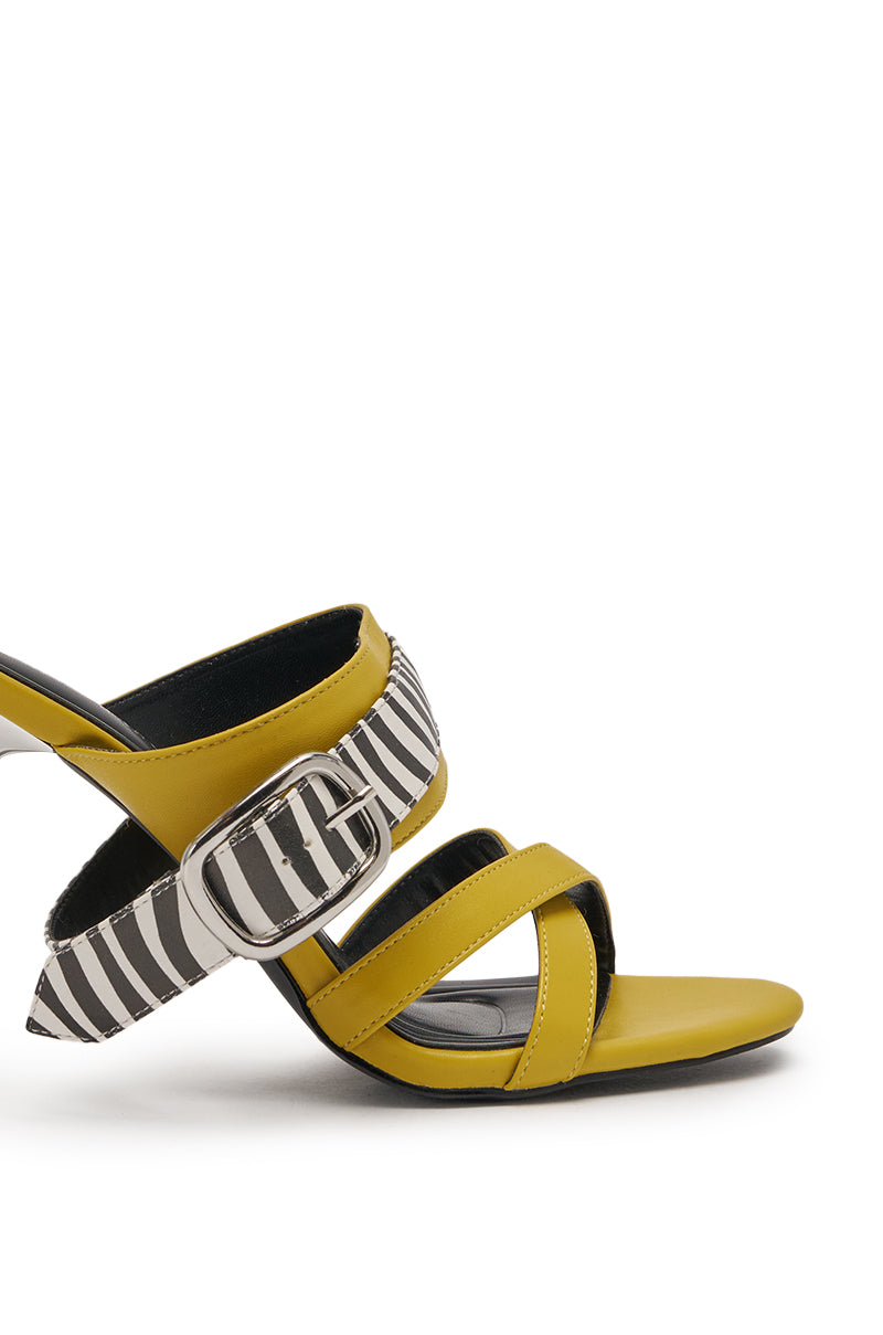 AZALEA WANG ALIRA MUSTARD AND ZEBRA GLADIATOR STILETTO SANDAL