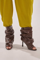 AZALEA WANG APEX BROWN SLOUCHY OPEN TOE BOOTIE