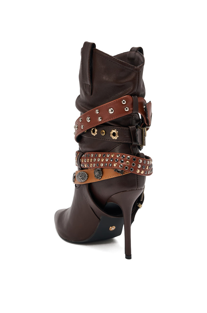 AZALEA WANG BROWN STILETTO BOOTIE