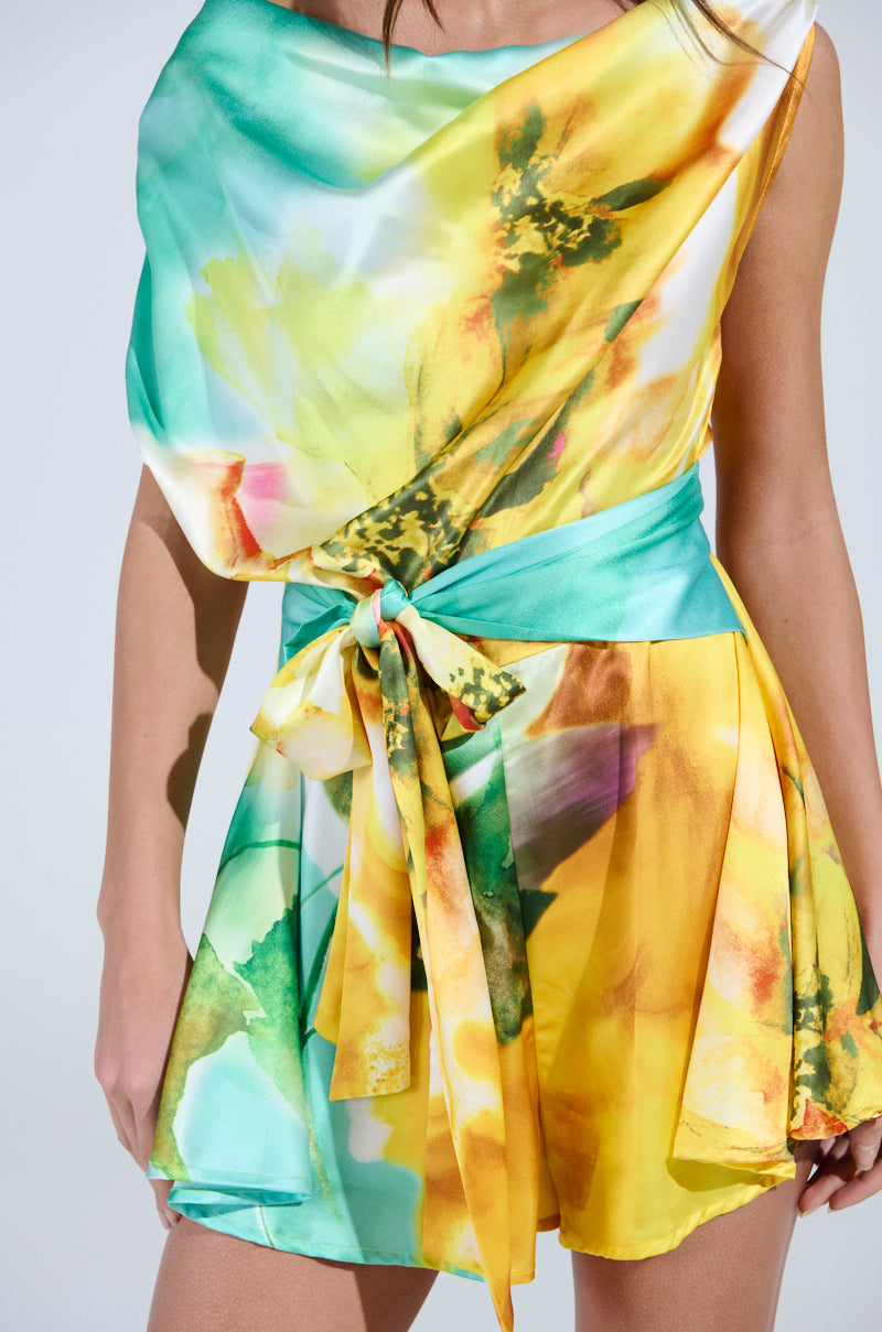 RALEIGH PRINTED SATIN ROMPER