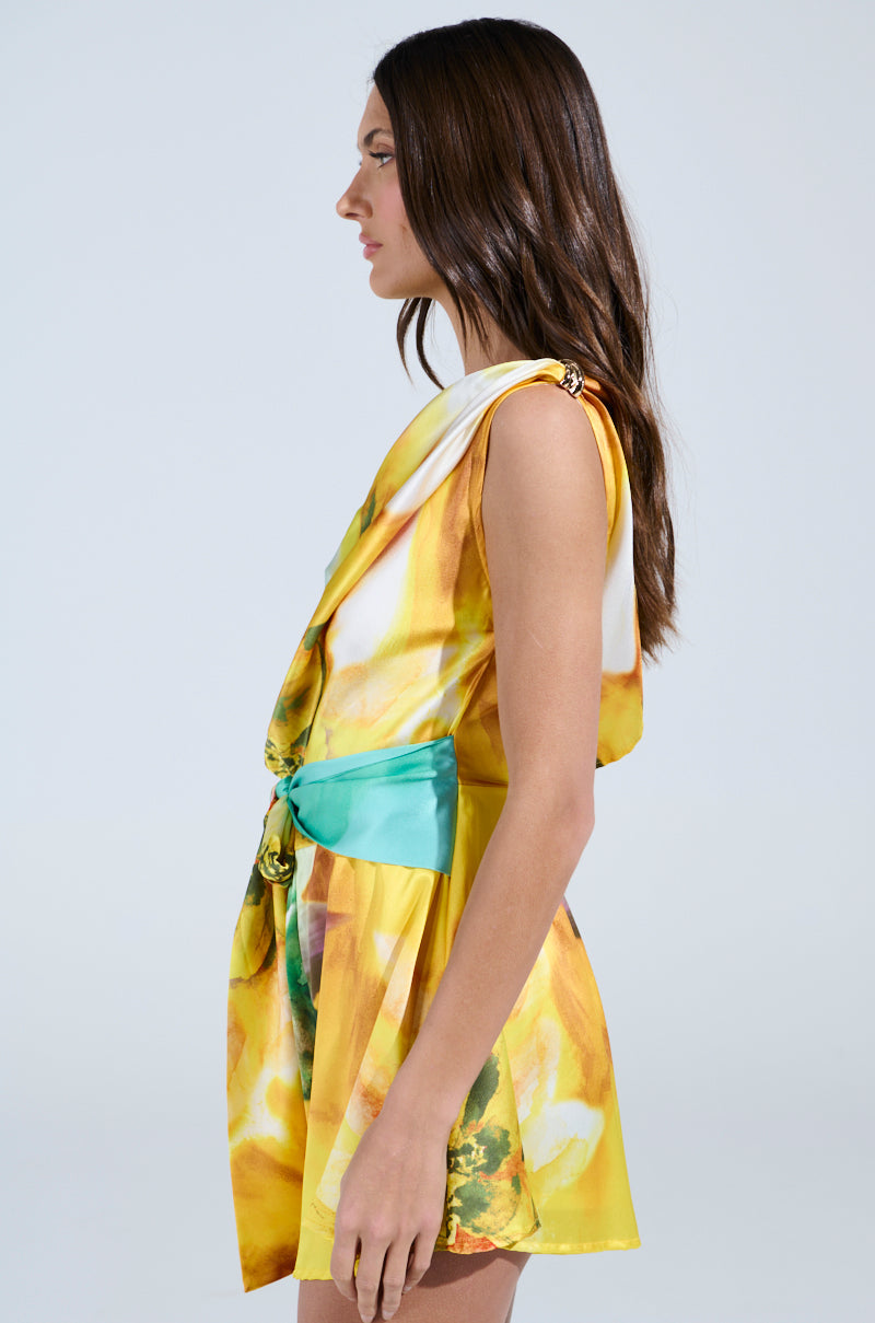 RALEIGH PRINTED SATIN ROMPER