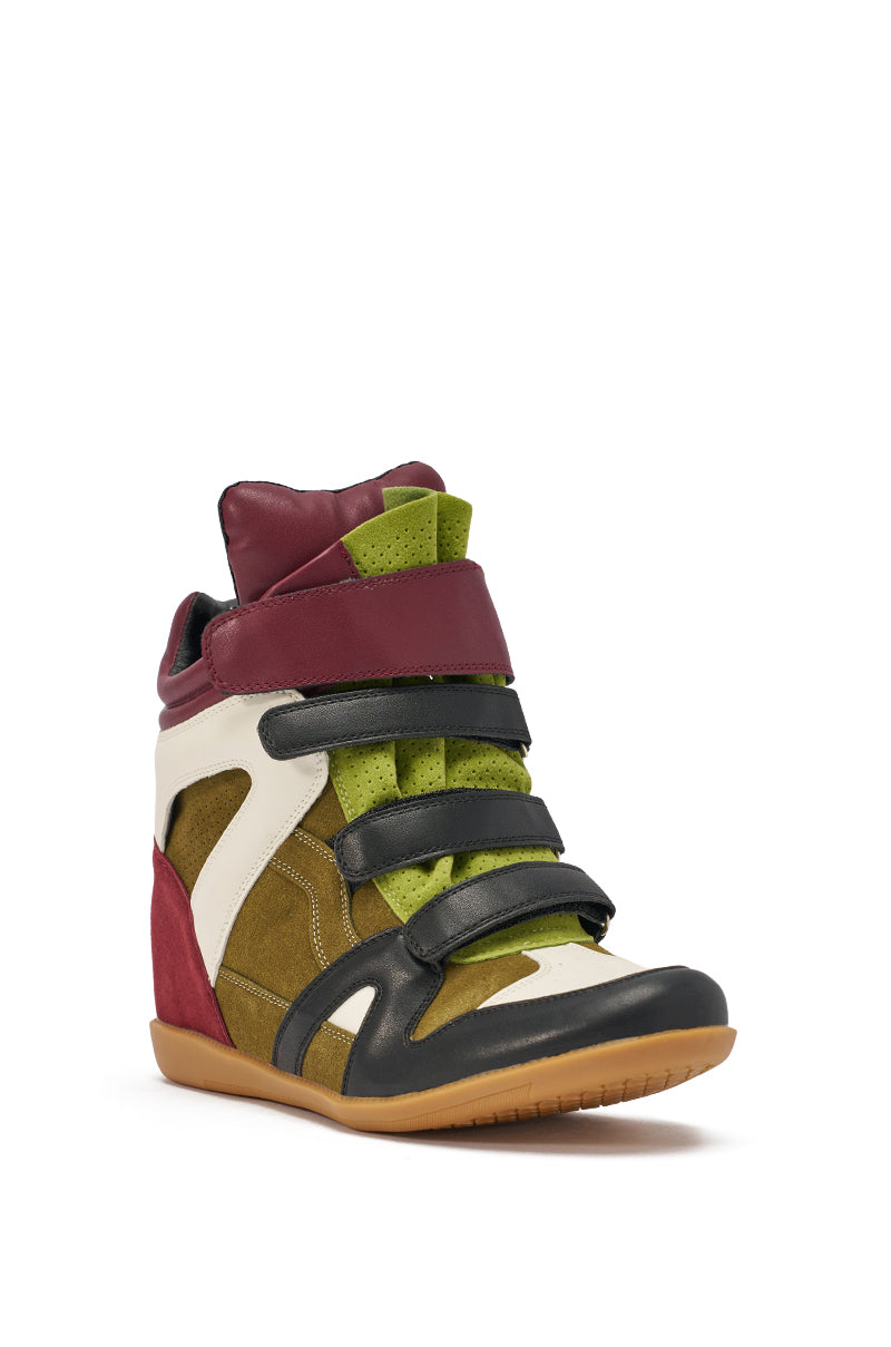 AZALEA WANG BRYANT OLIVE MULTI WEDGE SNEAKER