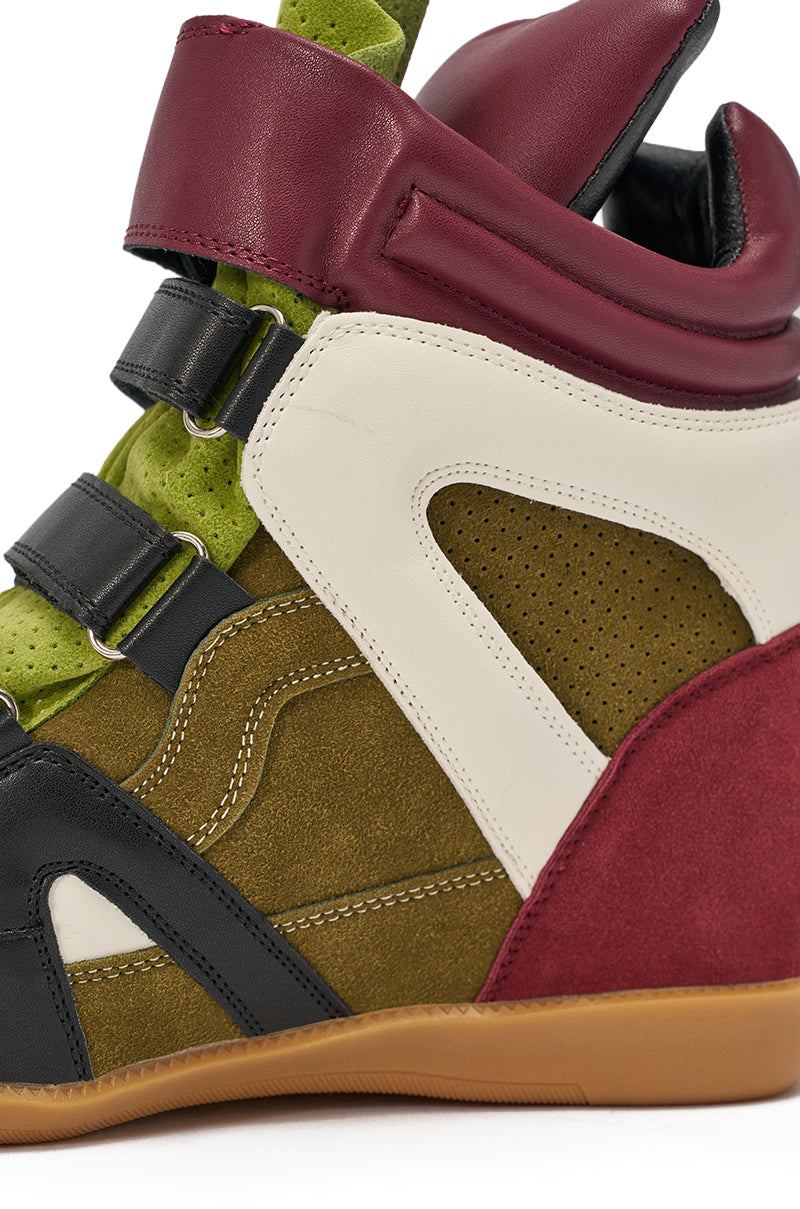 AZALEA WANG BRYANT OLIVE MULTI WEDGE SNEAKER