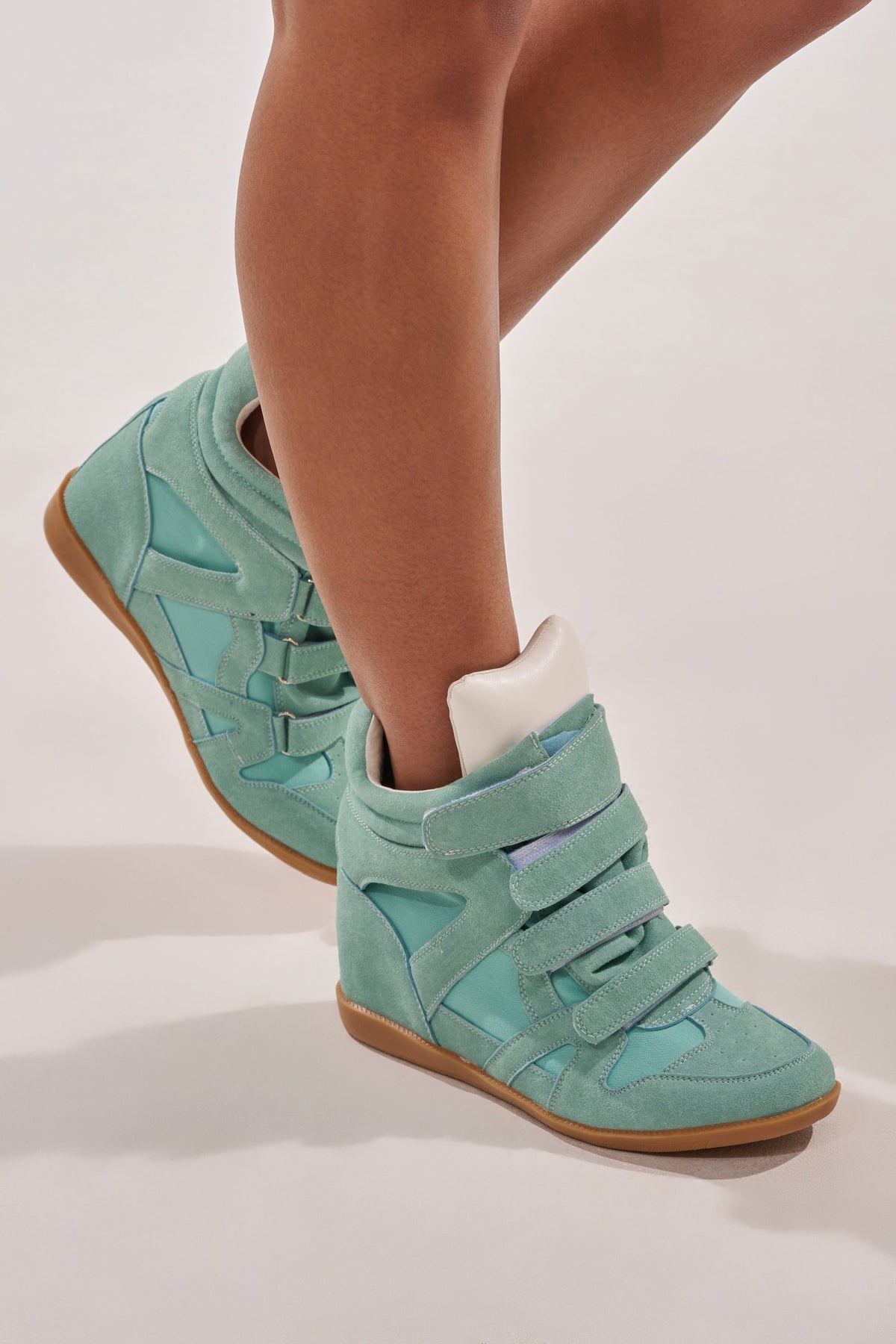 AZALEA WANG BRYANT TEAL WEDGE SNEAKER