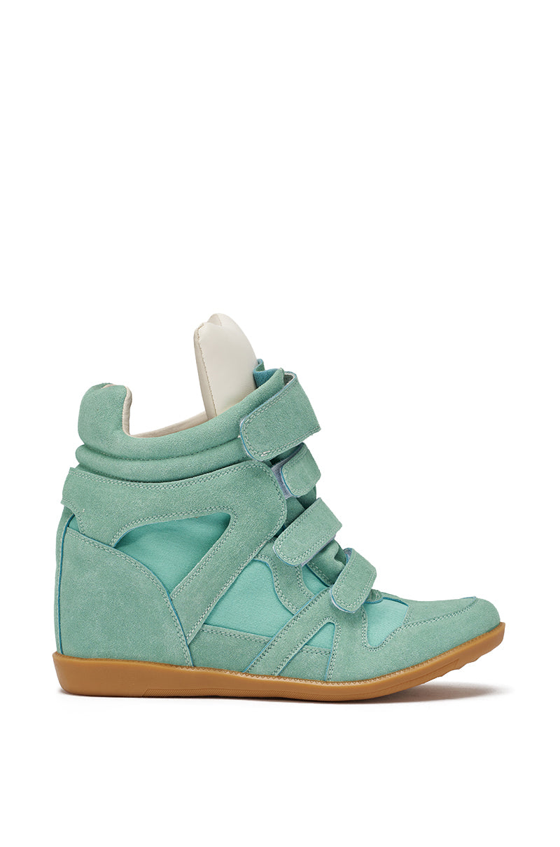 AZALEA WANG BRYANT TEAL WEDGE SNEAKER