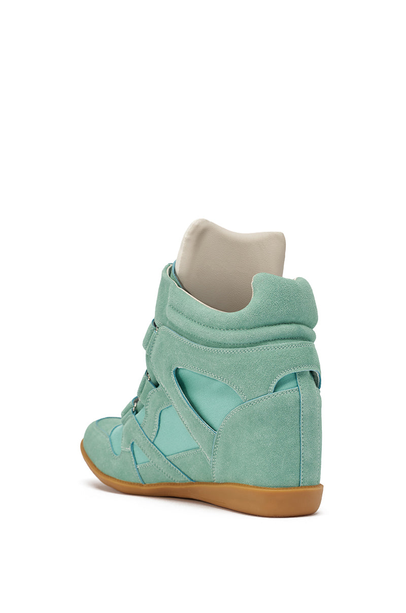 AZALEA WANG BRYANT TEAL WEDGE SNEAKER