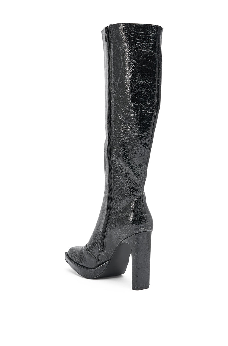 AZALEA WANG CANCER BLACK DRESSY CHUNKY HEEL BOOT