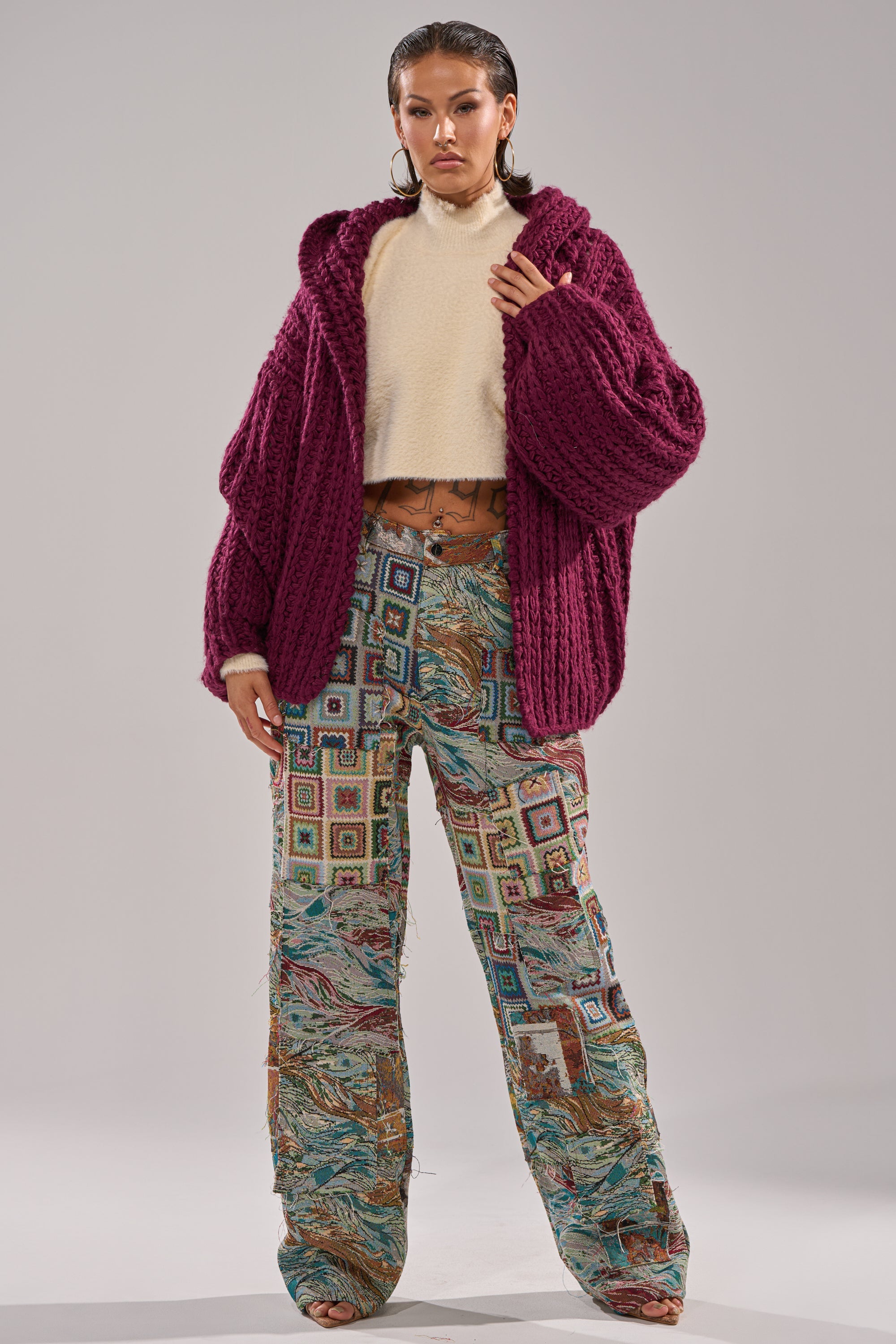 COZY CROCHET HOODED CARDIGAN