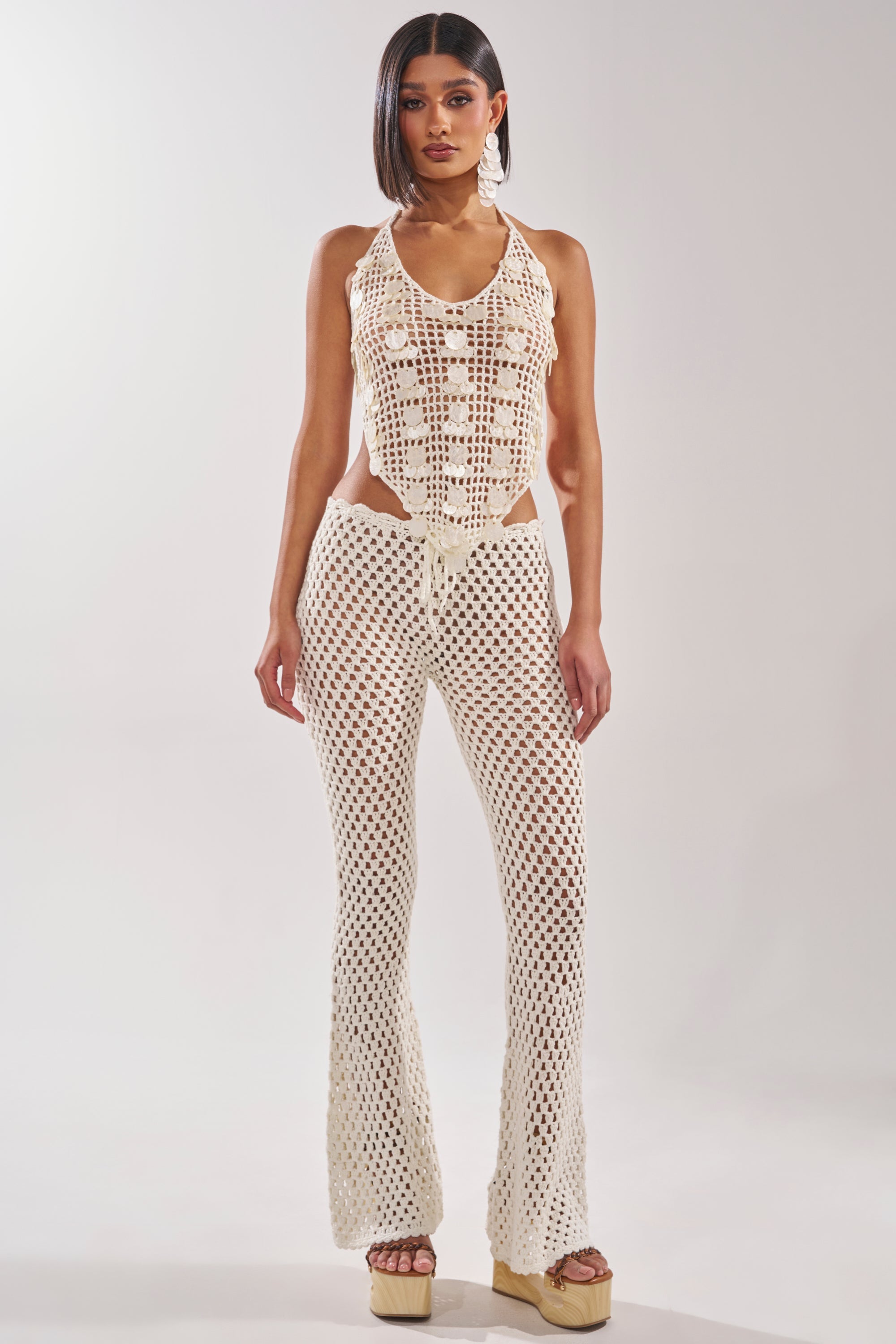 BEACH VIBES CROCHET FLARED PANT