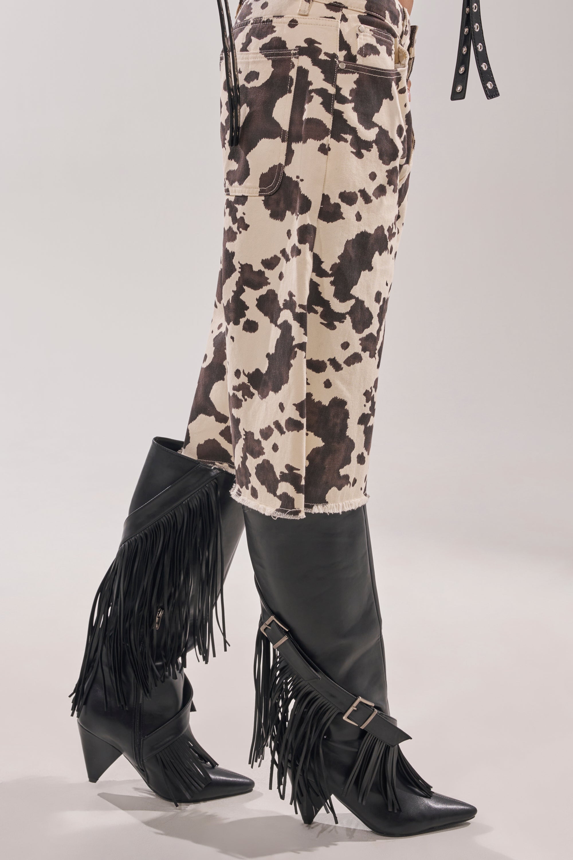 AZALEA WANG DARELLE BLACK FRINGE BOOT