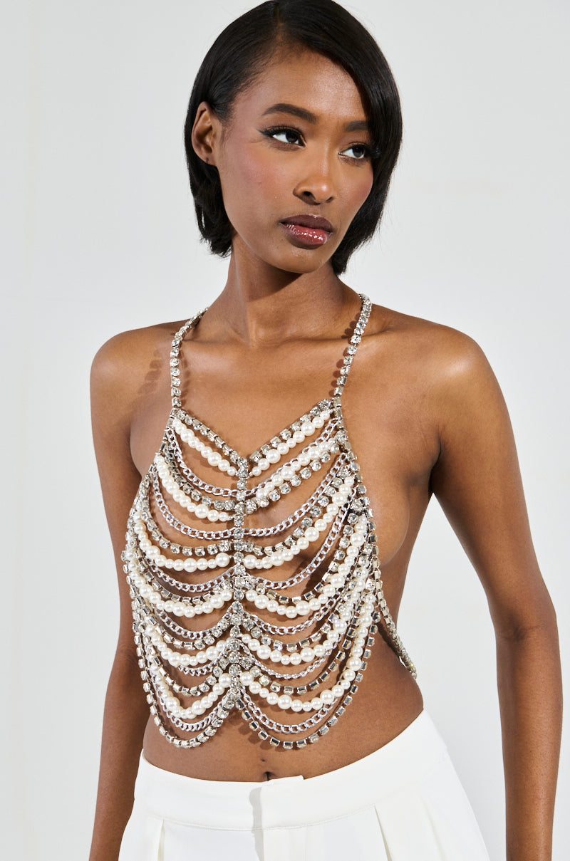 EVA PEARL AND RHINESTONE BODY CHAIN
