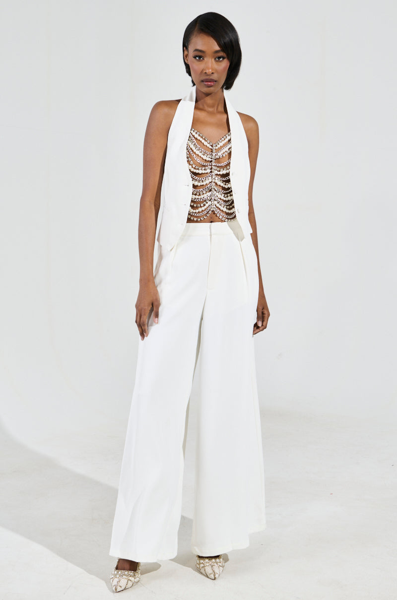 EVA PEARL AND RHINESTONE BODY CHAIN