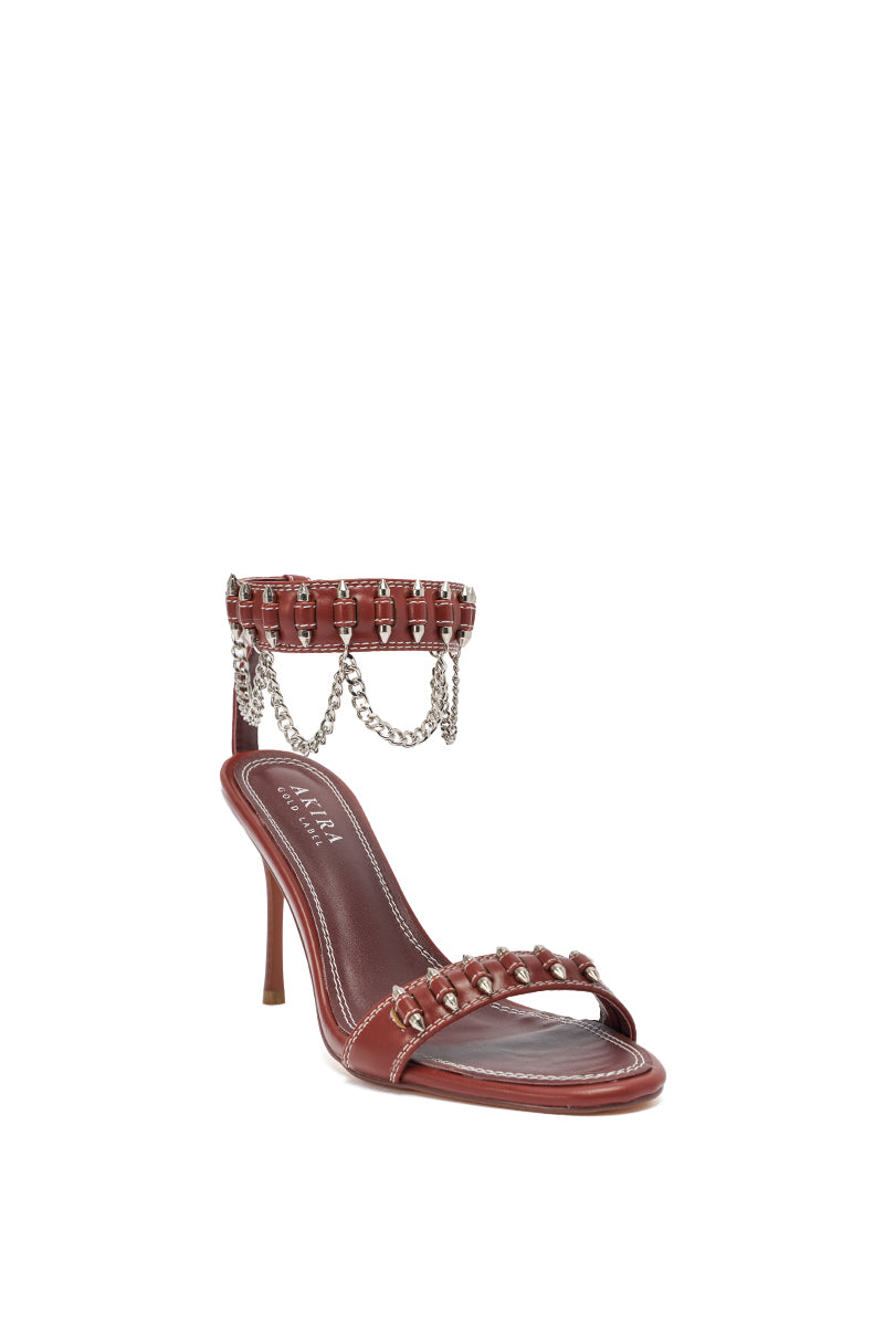 AKIRA GOLD DELCROIX BROWN STILETTO SANDAL