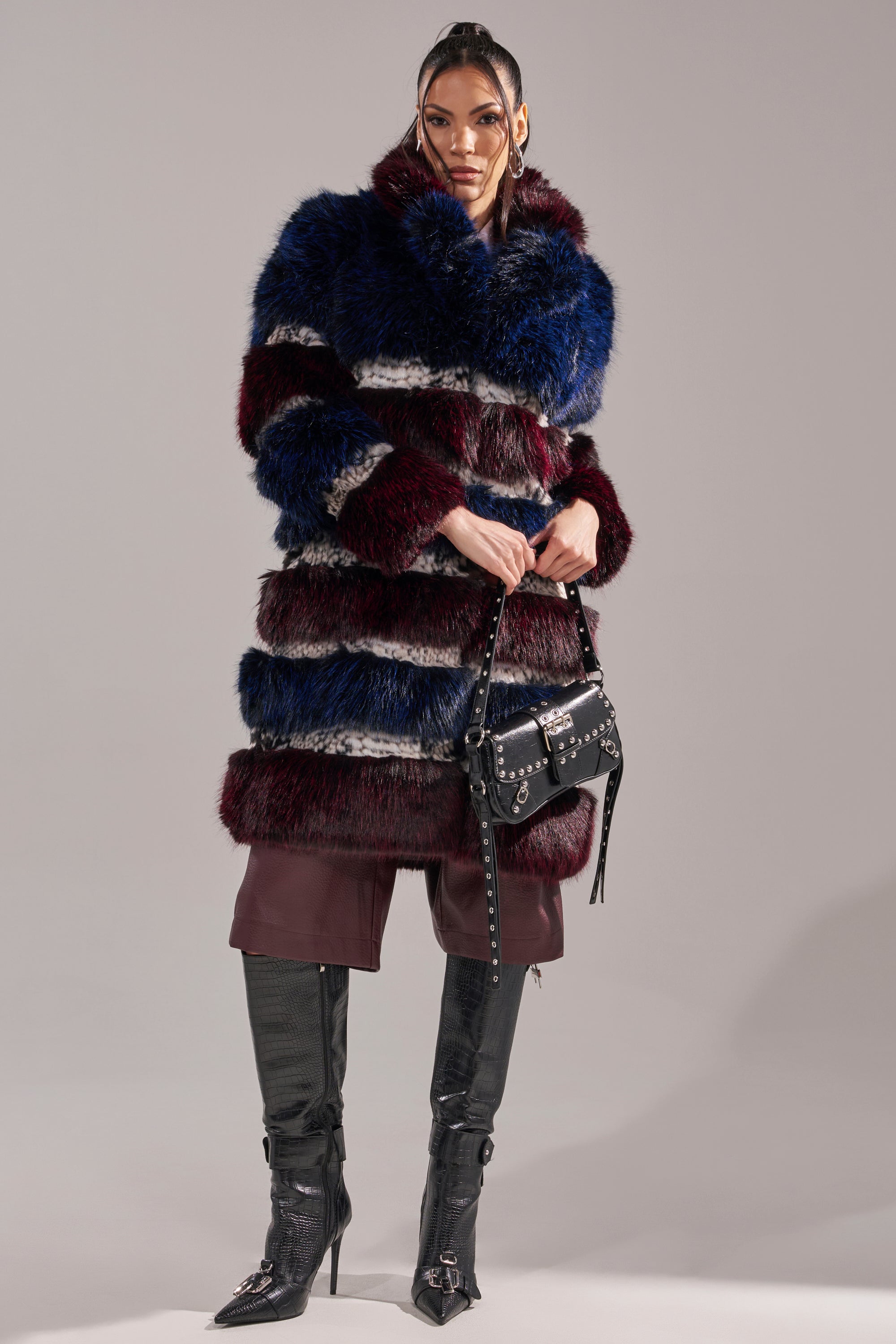 EGO PANELED FAUX FUR COAT