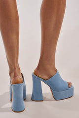 AKIRA GOLD FIKILE DENIM CHUNKY SANDAL