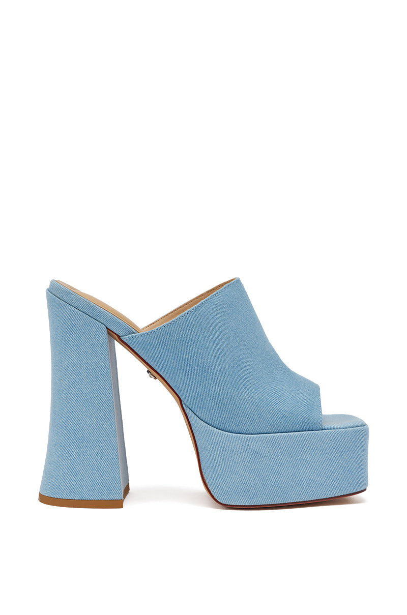 AKIRA GOLD FIKILE DENIM CHUNKY SANDAL
