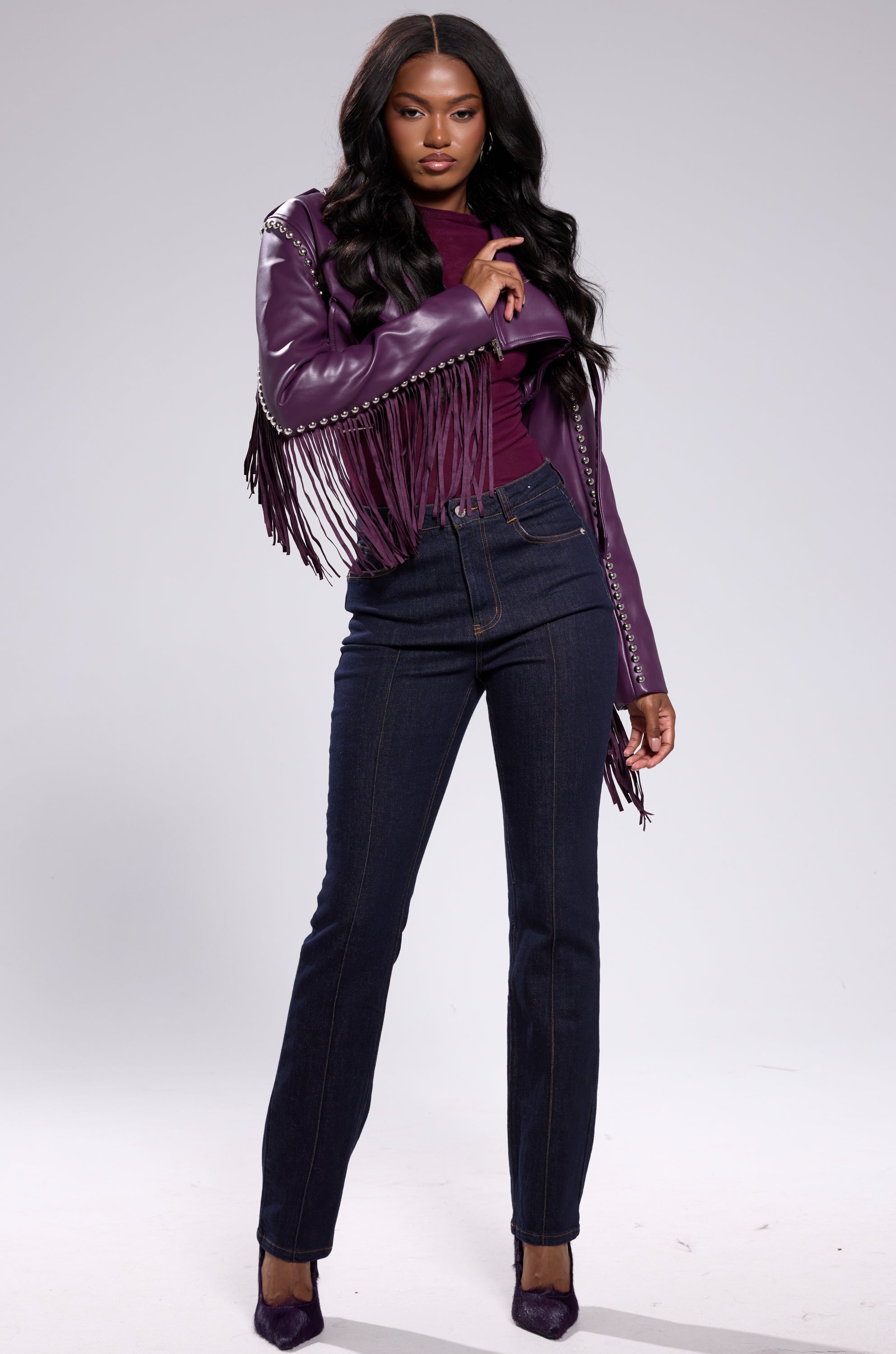 HOLD EM CROPPED FRINGE MOTO