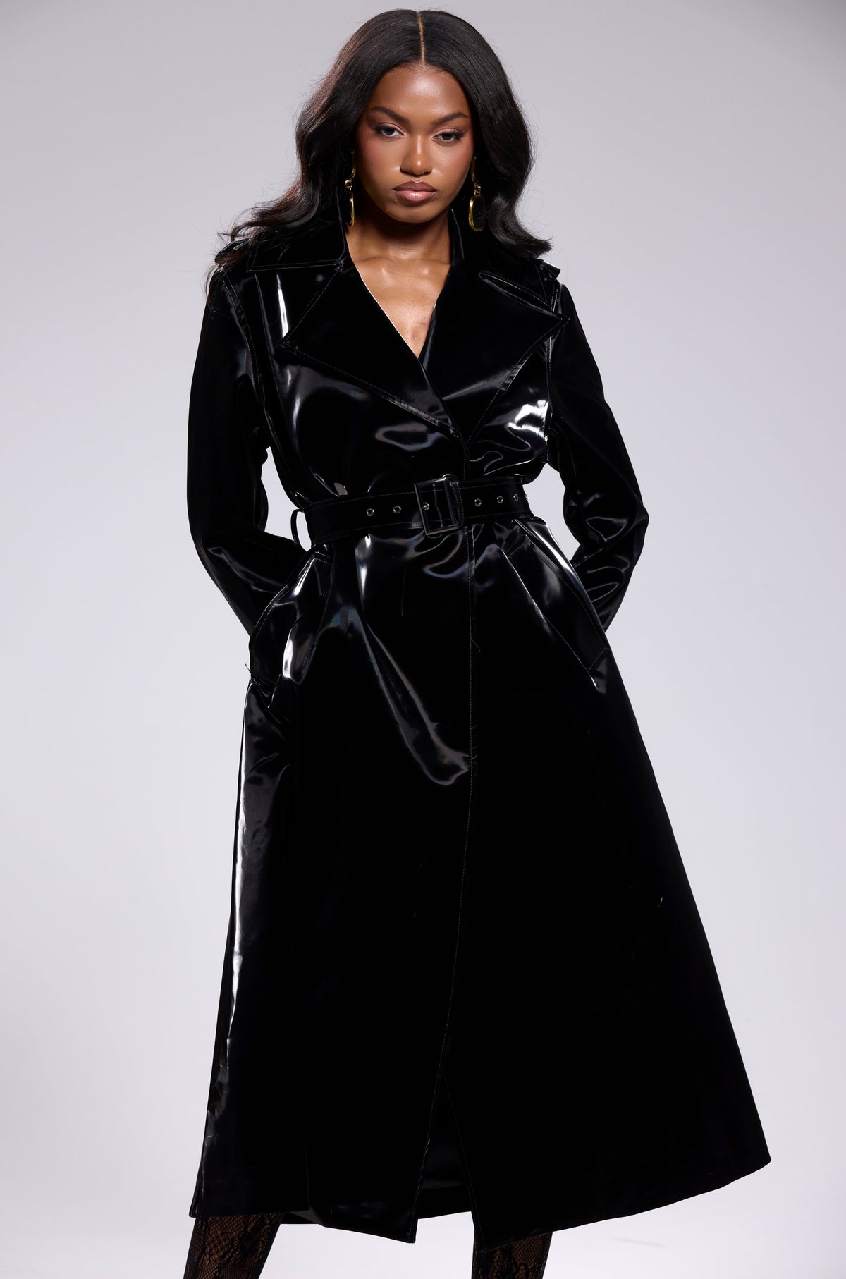 ONYX LIQUID VELVET TRENCH