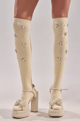 COCO EMBELLISHED SOCKS IN CREAM