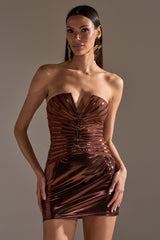 ON THE MOVE BRONZE MINI DRESS