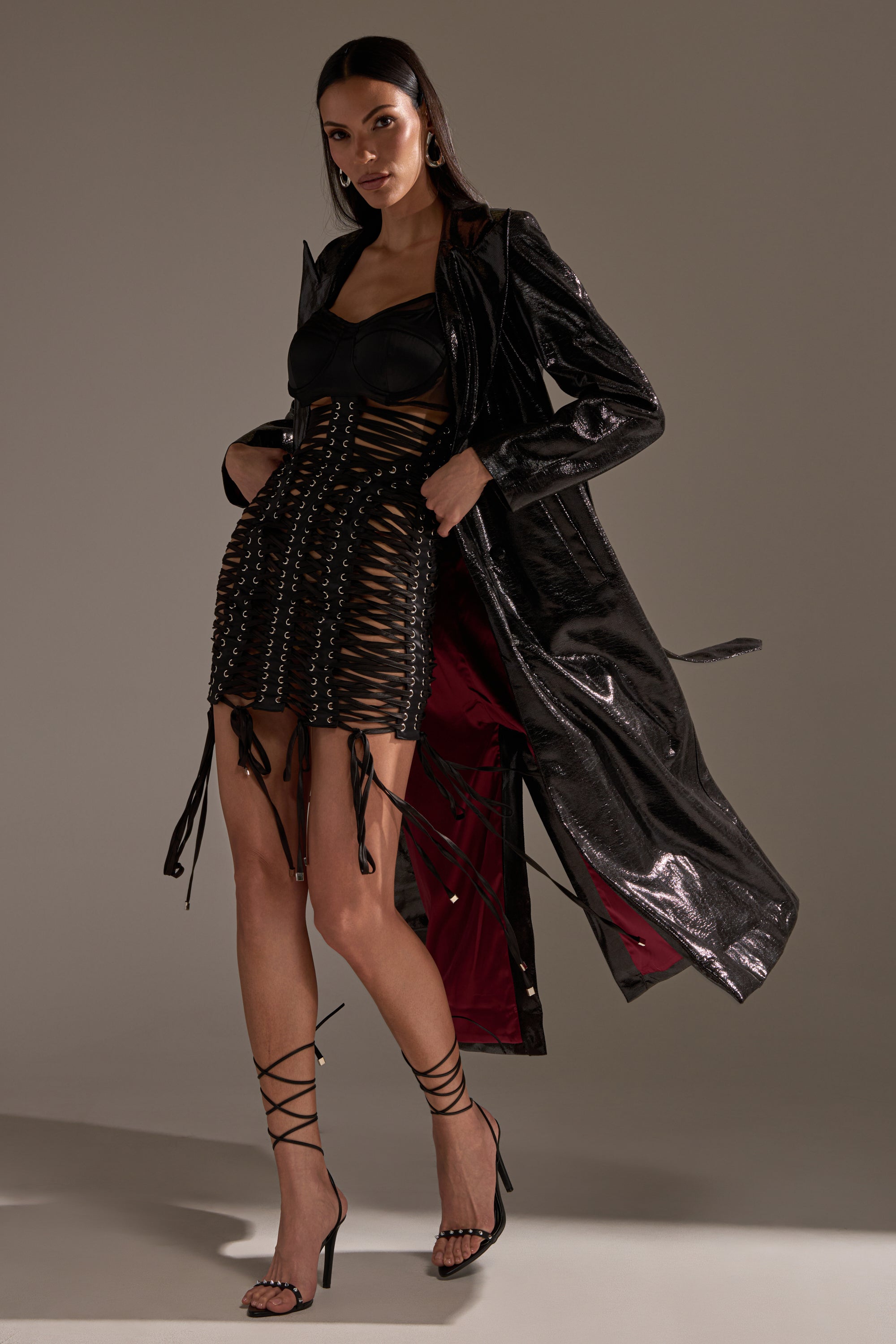 UNBREAKABLE SATIN LACE UP MINI DRESS