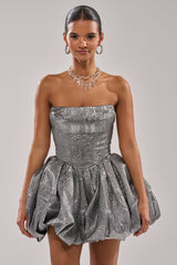 STAR OF THE NIGHT SILVER MINI DRESS