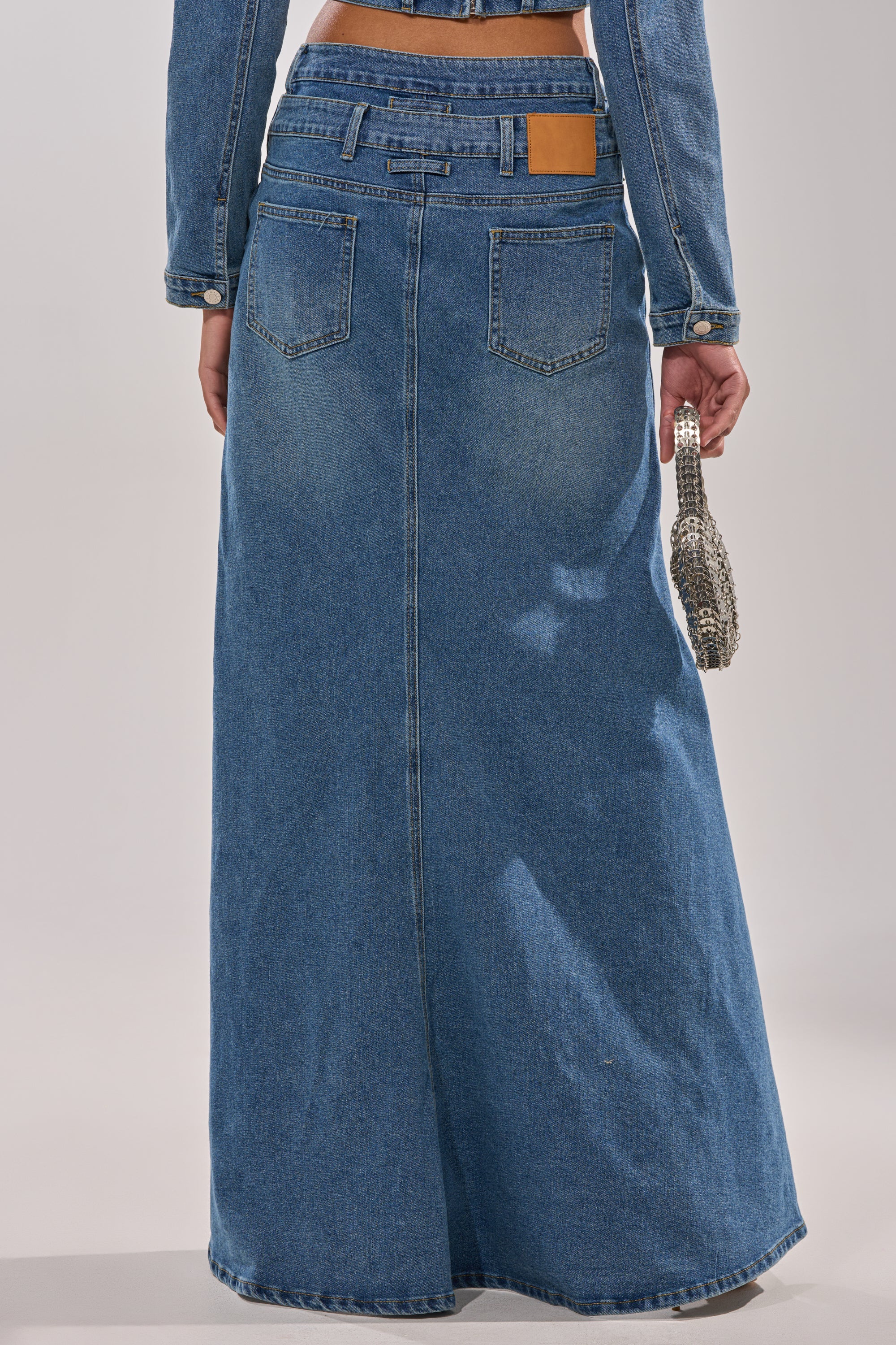SHAKE IT OFF DENIM PANT WITH SKIRT ATTACHED