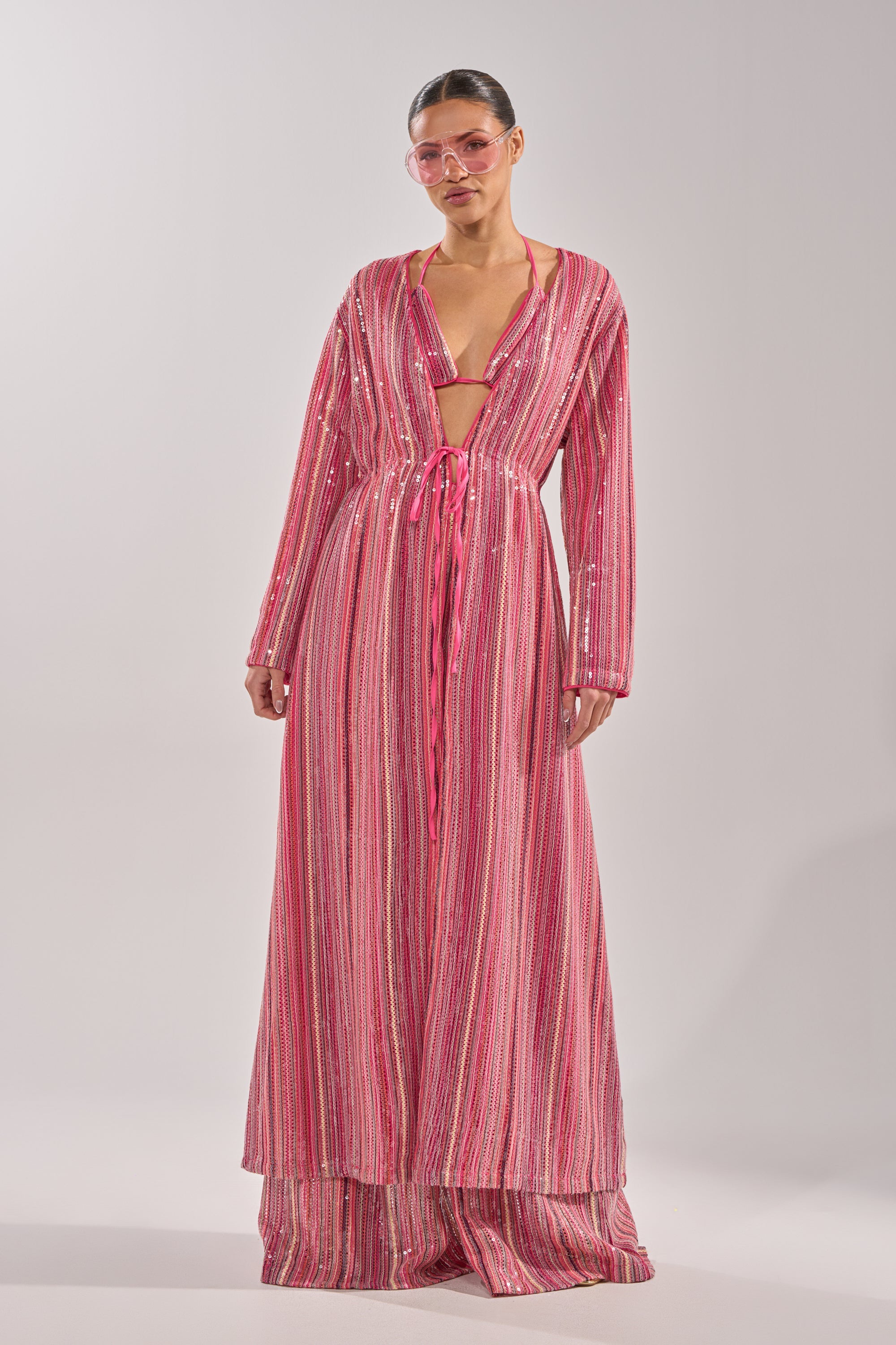 TAYLOR SEQUIN FRONT TIE DUSTER