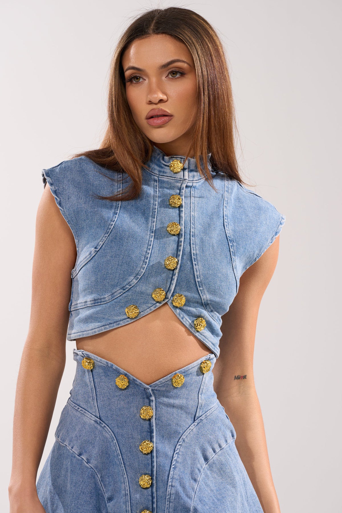 GIVE IT TO ME BABY DENIM BUTTON DOWN